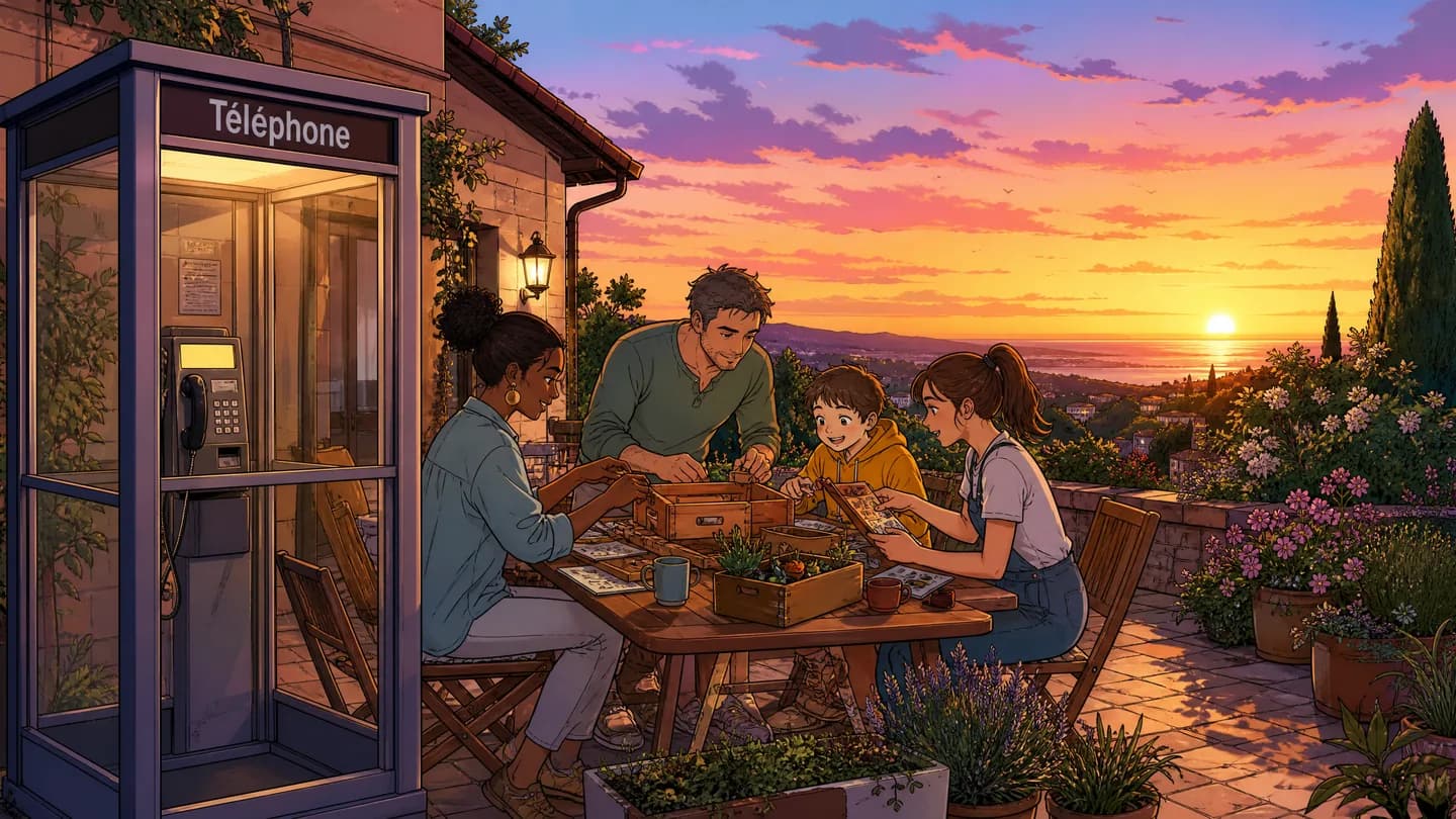 Des appareils rangés dans une boîte pendant qu’une famille commence une activité partagée